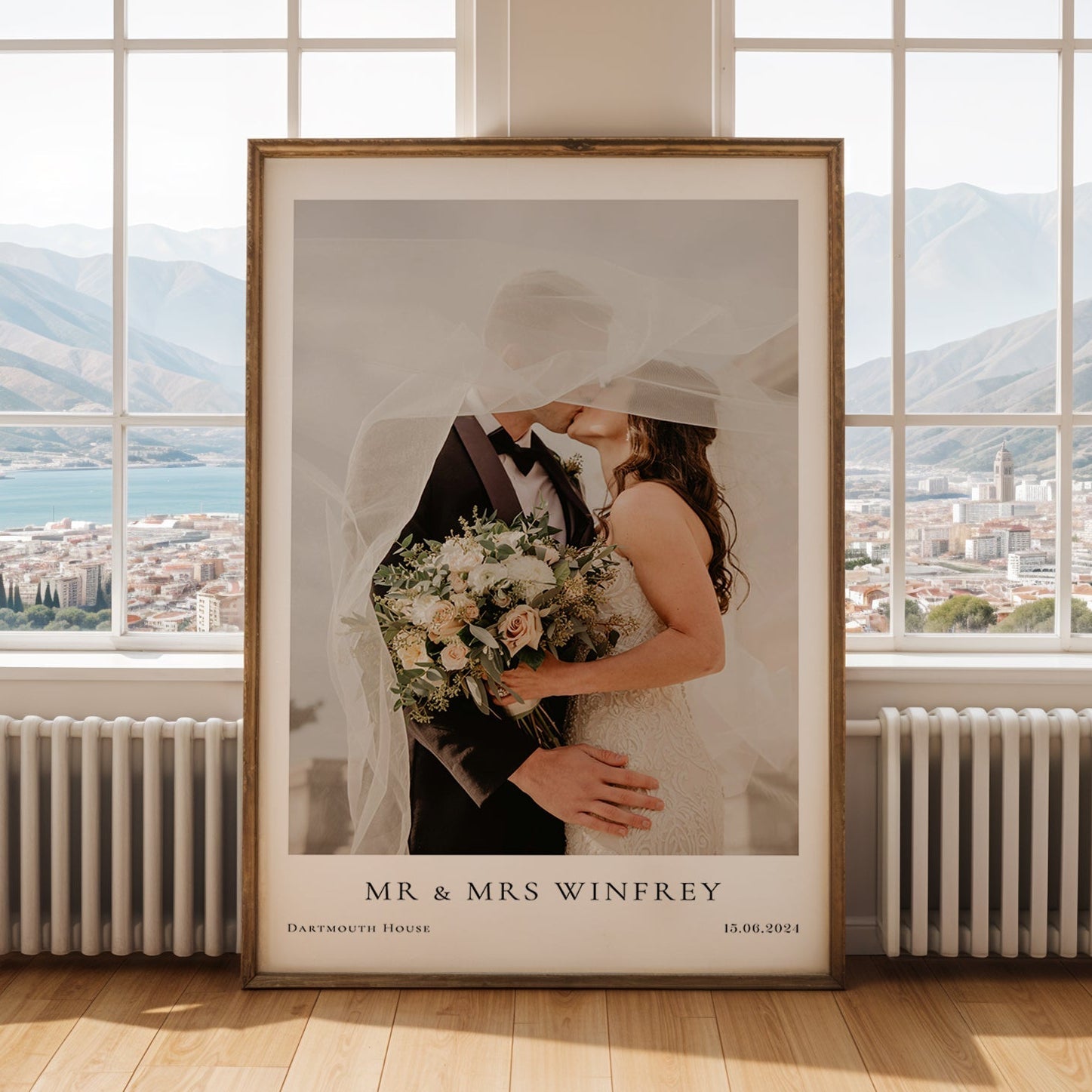 Personalised Engagement / Wedding Photo Print with Date & Location Text