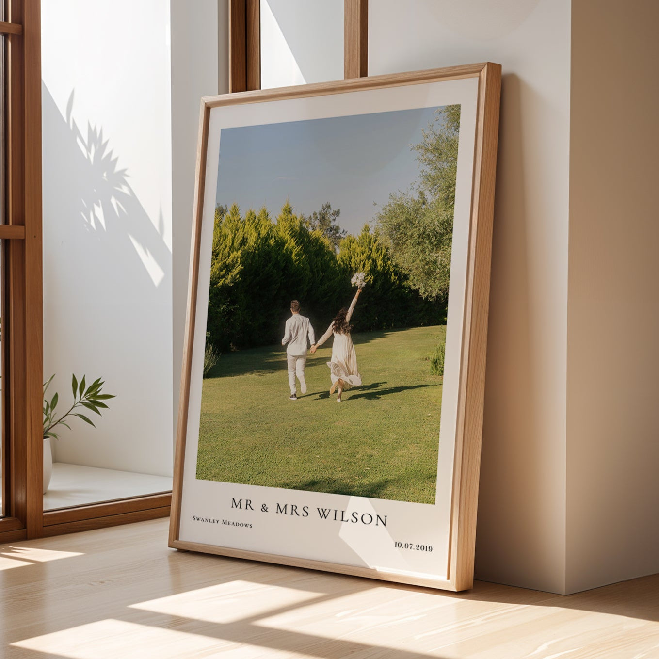 Personalised Engagement / Wedding Photo Print with Date & Location Text