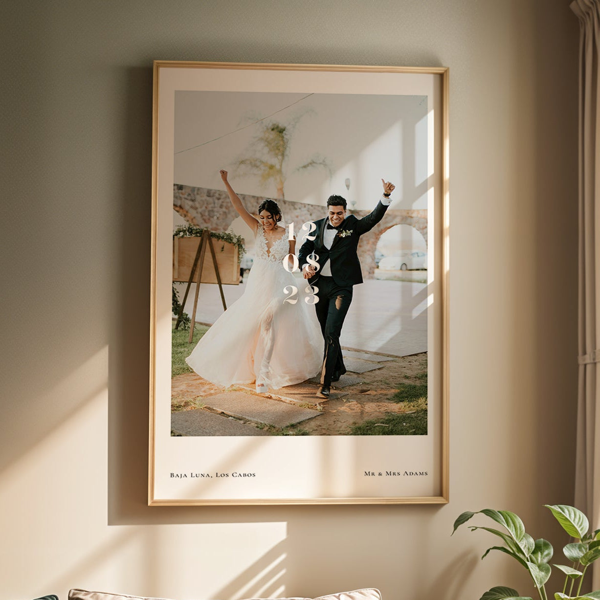 Personalised Engagement / Wedding Photo Print with Date & Location Text