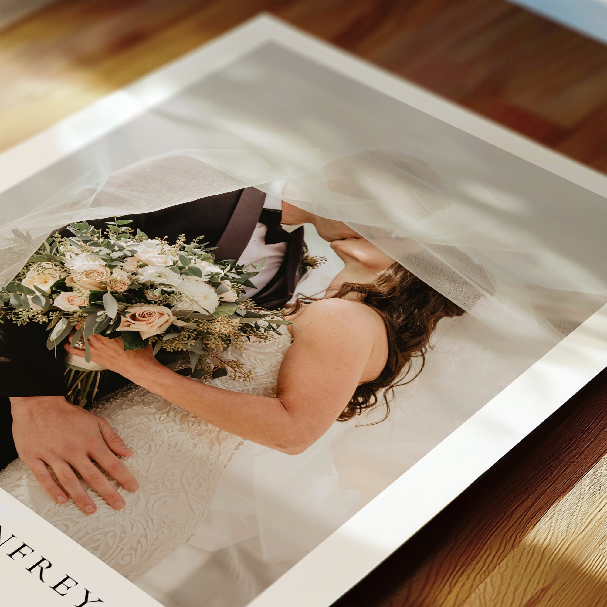 Personalised Engagement / Wedding Photo Print with Date & Location Text