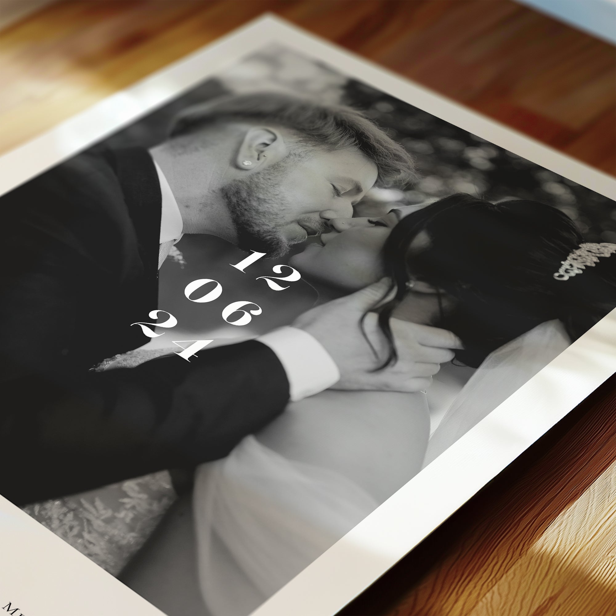 Personalised Wedding / Engagement Photo Print with Date & Location Text
