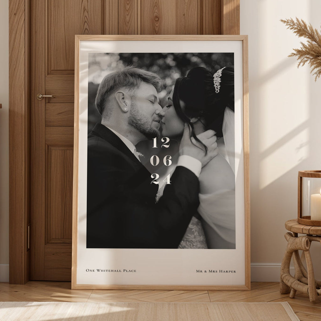 Personalised Wedding / Engagement Photo Print with Date & Location Text
