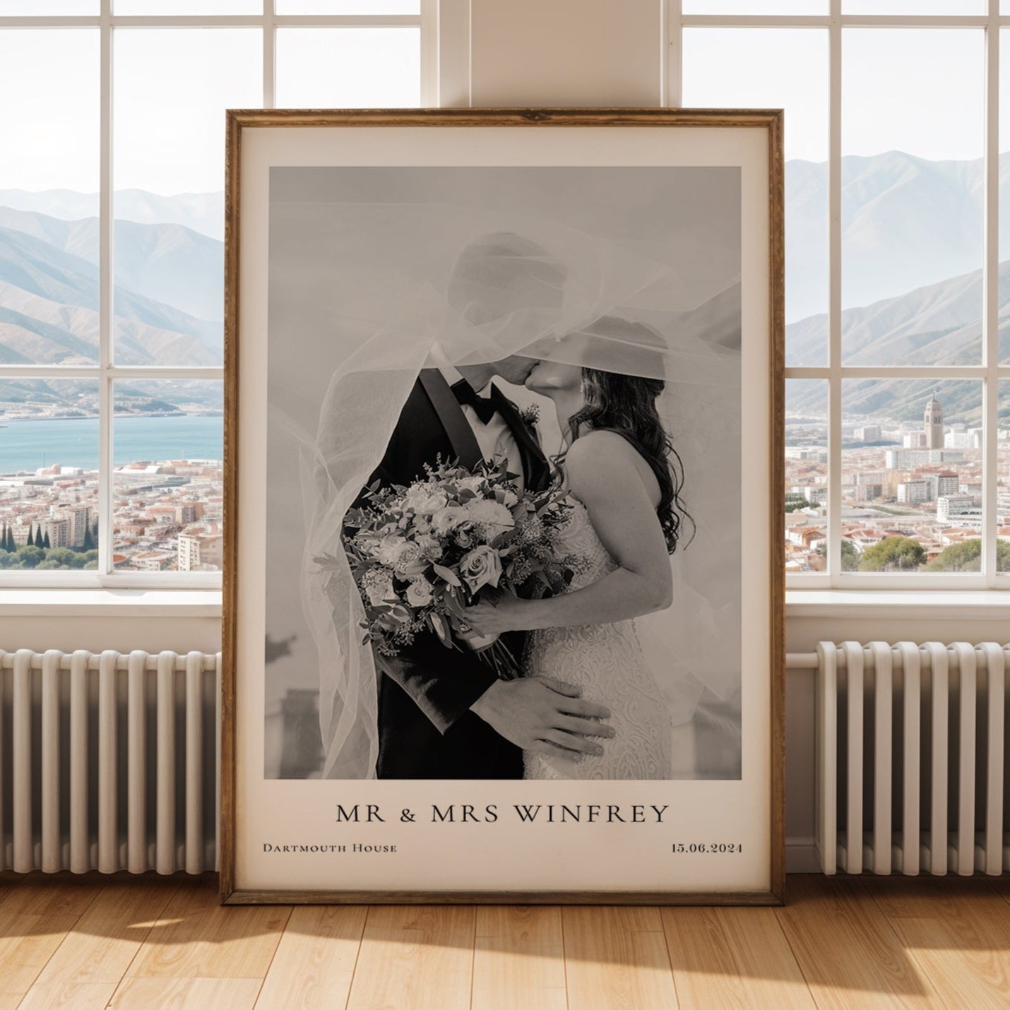 Personalised Wedding / Engagement Photo Print with Date & Location Text