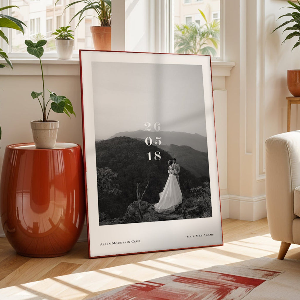 Personalised Wedding / Engagement Photo Print with Date & Location Text