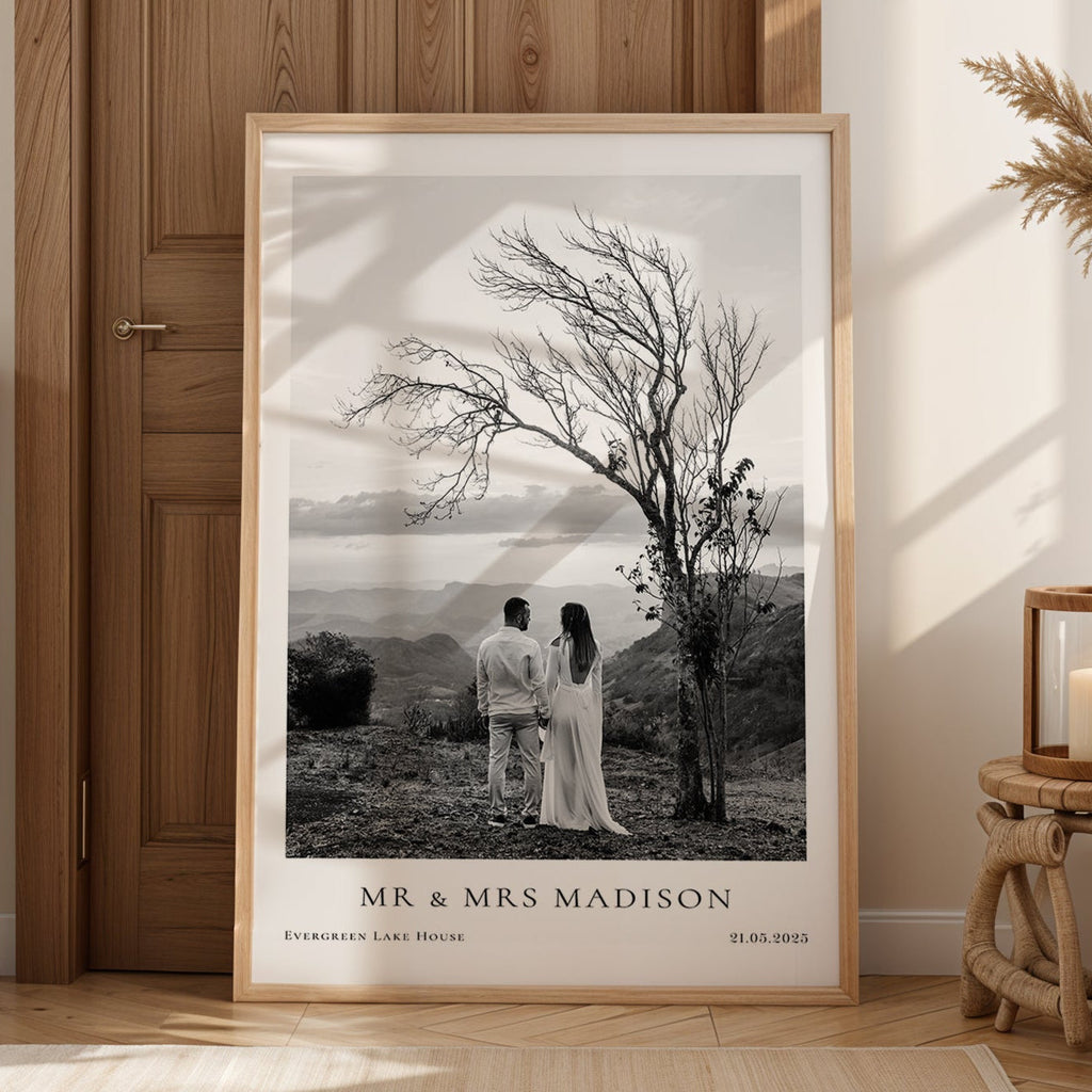 Personalised Wedding / Engagement Photo Print with Date & Location Text