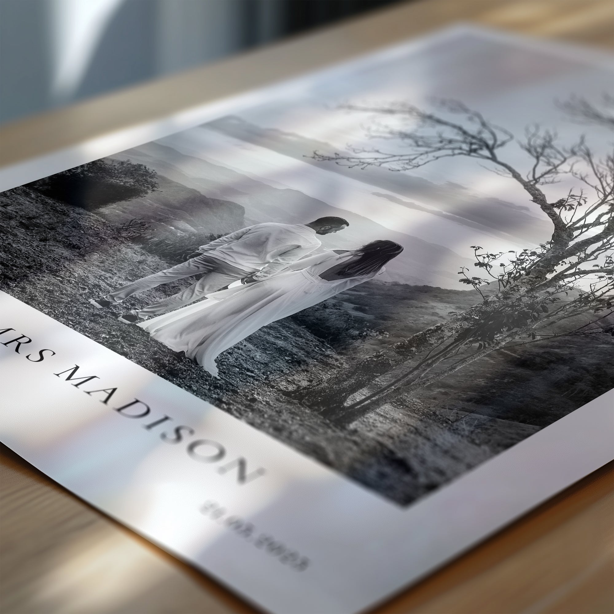 Personalised Wedding / Engagement Photo Print with Date & Location Text