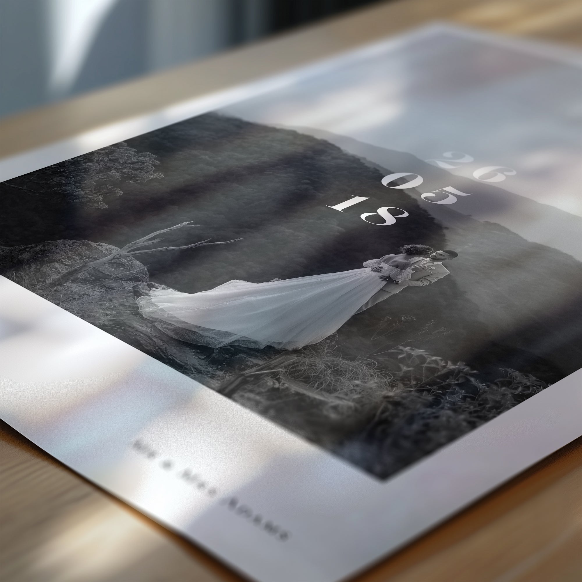 Personalised Wedding / Engagement Photo Print with Date & Location Text