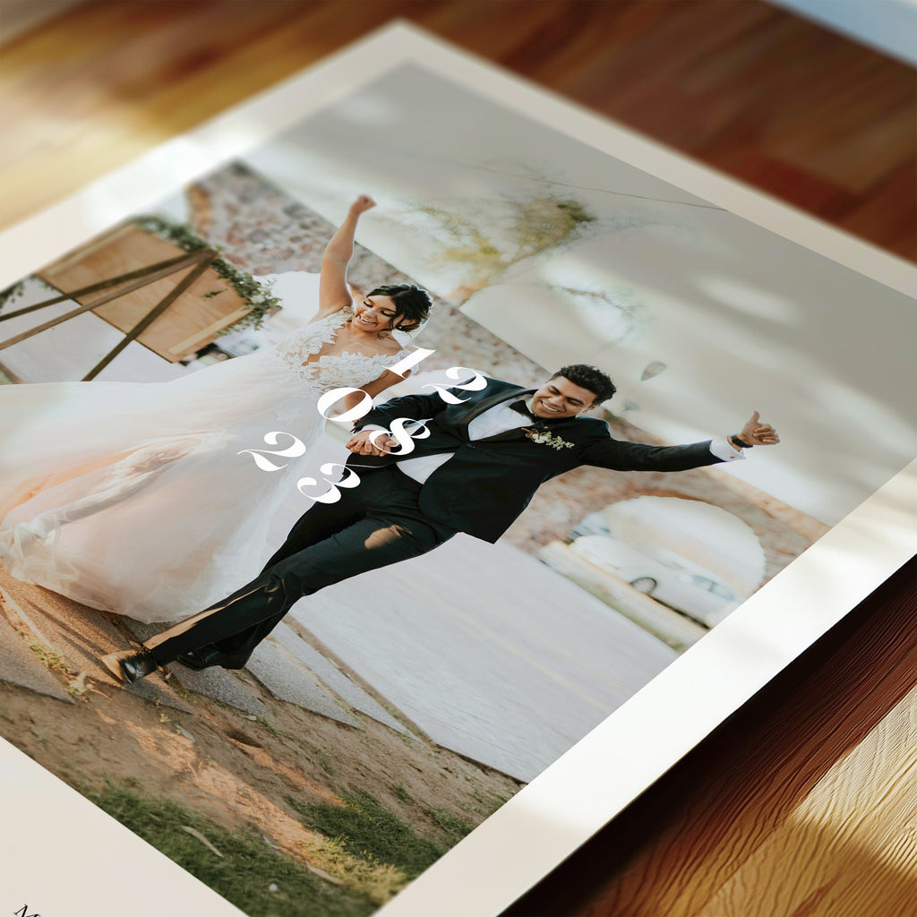 Personalised Engagement / Wedding Photo Print with Date & Location Text