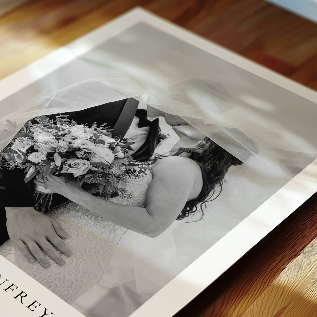 Personalised Wedding / Engagement Photo Print with Date & Location Text