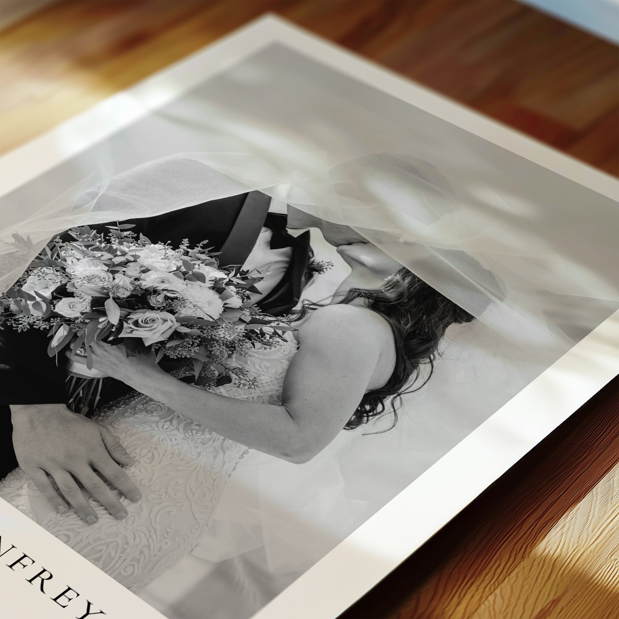 Personalised Wedding / Engagement Photo Print with Date & Location Text