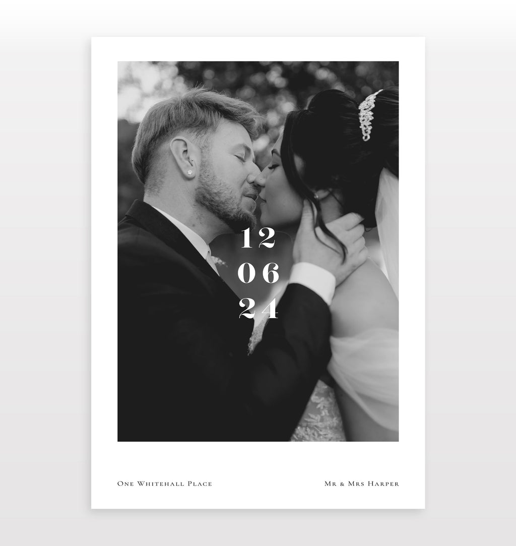 Personalised Wedding / Engagement Photo Print with Date & Location Text
