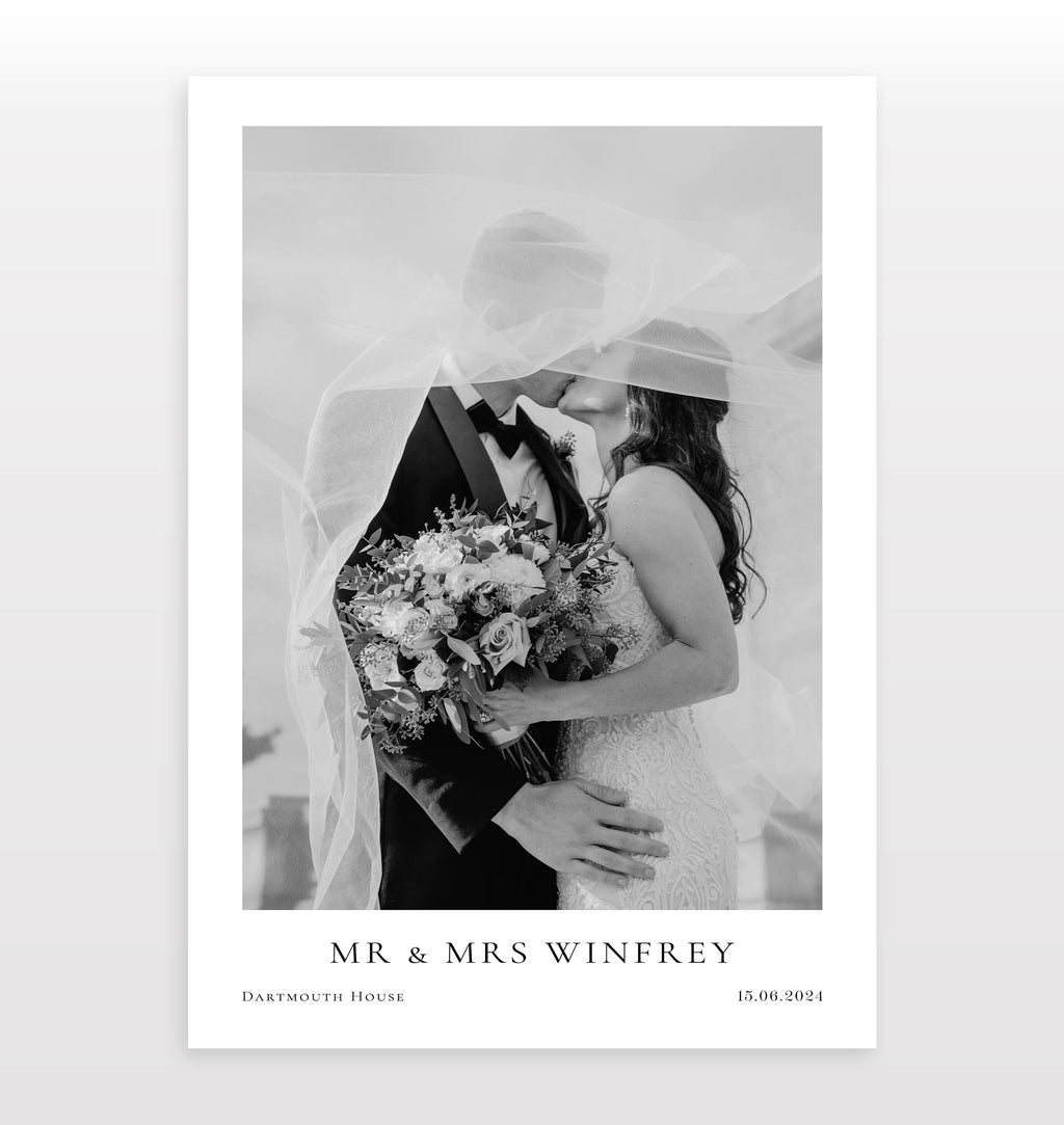 Personalised Wedding / Engagement Photo Print with Date & Location Text