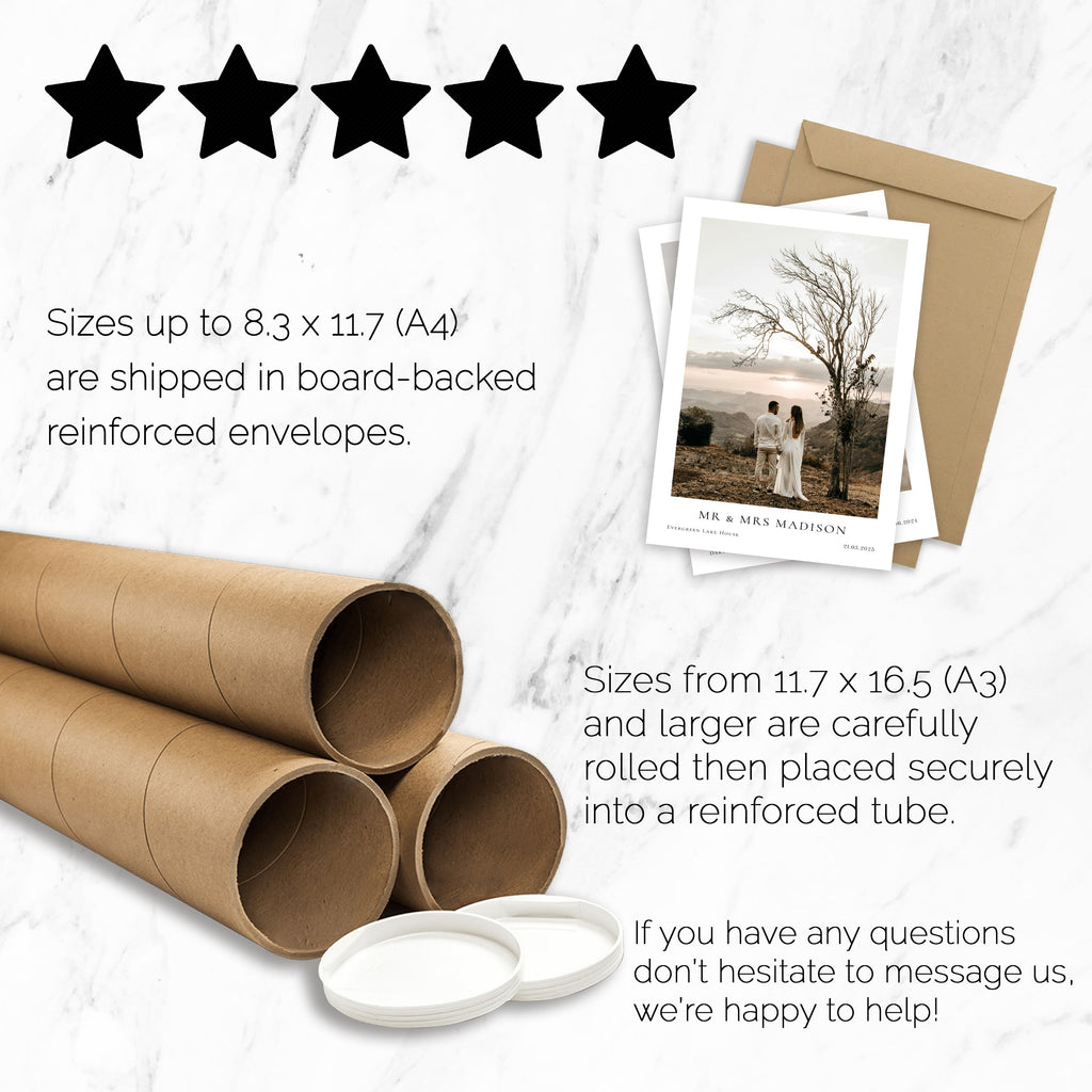 Personalised Engagement / Wedding Photo Print with Date & Location Text