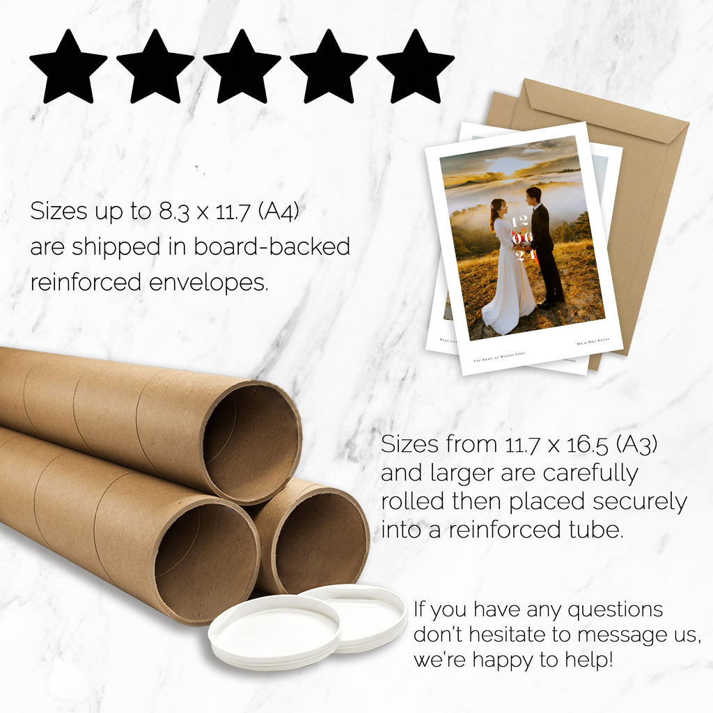 Personalised Engagement / Wedding Photo Print with Date & Location Text